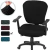 A black office chair with a textured seat and backrest cover. Several color swatches are shown on the left side of the image, with a checkmark next to the black swatch. Produktbild-Vorschau