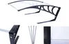A collage of images showing a transparent awning with black supports, along with close-ups of its components and fasteners. Podgląd zdjęcia produktu