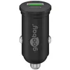 A black car charger with two USB ports and a green indicator light. Anteprima dell’immagine prodotto