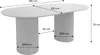 A diagram showing the dimensions of an oval dining table with two pedestal bases. Produktbild-Vorschau