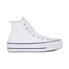 A white high-top sneaker with a platform sole is shown against a white background. Voir les images du produit