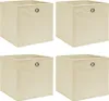 vidaXL Úložné boxy 4 ks. Krémové 32x32x32 cm Látka Náhled obrázku produktu 5
