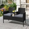 COSTWAY Gartenbank mit Tisch, 2-Sitzer Polyrattan Sitzbank, Produktbild-Vorschau 2