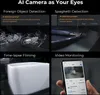 A collage of four images showcasing different features of an AI camera for a 3D printer, including foreign object detection, spaghetti detection, time-lapse filming, and video monitoring. Produktbild-Vorschau