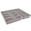 A gray plastic cutlery organizer with multiple compartments. Náhled obrázku produktu