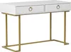 BELIANI Konsola biała matowa 2 szuflady 77 x 115 cm złota Podgląd zdjęcia produktu 1