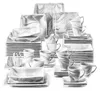 A collection of dinnerware with a marble pattern. Produktbild-Vorschau