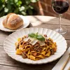 6er-Set Premium Porzellan Speiseteller Ø26 cm – Elegantes Wellendesign mit edlem Goldrand Produktbild-Vorschau