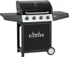 A black gas grill with silver accents and controls, shown from the front on a white background. Produktbild-Vorschau
