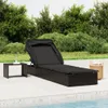 vidaXL Sonnenliege mit Faltdach Schwarz 213x63x97 cm Poly Produktbild-Vorschau 2