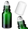 5x Grüne Glasflasche 10 ml Roll-On mit weißem Verschluss – Produktbild-Vorschau 2