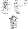 Technical drawings and a 3D render of a toilet installation frame. Anteprima dell’immagine prodotto