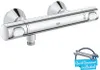 A chrome-finished thermostatic shower mixer faucet mounted on a white background. Anteprima dell’immagine prodotto