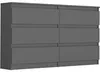 Komoda 140 cm 6 zásuvek skříňka FRAMIRE R-140 antracit Náhled obrázku produktu 1