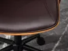 A close-up view of the seat and base of a brown office chair with a wooden trim. Produktbild-Vorschau