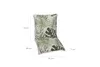 A chair cushion with a tropical leaf pattern is shown with dimensions indicated by lines and text. Produktbild-Vorschau