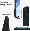 Collage of images showing a black phone case for an iPhone 16 Pro Max, highlighting its features like sensitive buttons and camera protection. Anteprima dell’immagine prodotto