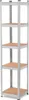 A tall, five-shelf metal storage rack with wooden shelves, presented against a white background. Produktbild-Vorschau