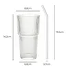 4er Set Geriffelte Trinkgläser 550ml inkl. Glashalme und Produktbild-Vorschau 3