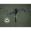A vacuum cleaner head is shown with debris being sucked into it, against a green background. A recycling symbol is visible on the left. Produktbild-Vorschau