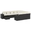 vidaXL 11-tlg. Garten-Sofagarnitur mit Kissen Schwarz Poly Produktbild-Vorschau 1