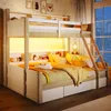 A bunk bed with storage drawers and shelves, illuminated by LED lights, in a bedroom setting at night. Anteprima dell’immagine prodotto