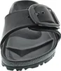 A close-up, top-down view of a black Birkenstock Madrid Big Buckle EVA sandal. Produktbild-Vorschau