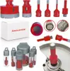 A collage of diamond drill bits, a box, and accessories for drilling. Produktbild-Vorschau
