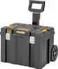 A black DeWALT T-STAK mobile tool box with yellow accents and a retractable handle is shown against a white background. Anteprima dell’immagine prodotto