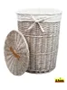 A wicker laundry basket with its lid open, placed on a white background. Náhľad obrázku produktu