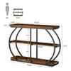 Diagram showing the dimensions of a console table with a human figure for scale. Podgląd zdjęcia produktu