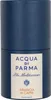 A product shot of a blue cylindrical perfume bottle with a white label. Náhled obrázku produktu