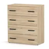 A modern, light wood-tone chest of drawers with black handles against a white background. Podgląd zdjęcia produktu