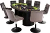 A poker table with chairs, set up for a game. Voir les images du produit