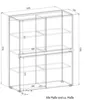 A technical drawing of a white and Wotan oak office cabinet with dimensions indicated. Produktbild-Vorschau