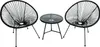 A black rattan garden furniture set consisting of two chairs and a small table, presented on a white background. Náhled obrázku produktu
