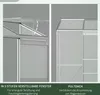 A split image showing two close-up views of a greenhouse structure, highlighting its features. Produktbild-Vorschau