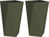 vidaXL Fioriera 2 pezzi Verde oliva 40 x 40 x 75 cm Acciaio Anteprima dell’immagine prodotto 1