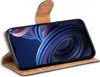 A flip case for a smartphone is shown open, displaying the phone's screen with a colorful abstract wallpaper. Produktbild-Vorschau