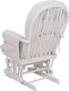 A rear view of a white wooden rocking chair with cream corduroy cushions. Anteprima dell’immagine prodotto
