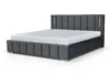 A modern upholstered bed frame with a mattress, shown against a white background. Produktbild-Vorschau