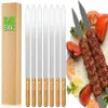 7 Stück Premium Edelstahl Grillspieße 60 cm – Flache BBQ Produktbild-Vorschau 1