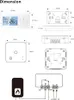Technical drawings and a diagram of a smart thermostat and its components, along with a gas boiler icon. Podgląd zdjęcia produktu