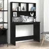A black desk with shelves is shown in a room. Anteprima dell’immagine prodotto