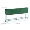A green firewood rack with a cover, shown with dimensions indicated. Náhled obrázku produktu