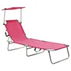 vidaXL Chaise longue pliante avec toit solaire acier rose Voir les images du produit 8