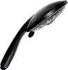 A black hand-held shower head with a flexible hose is shown against a white background. Produktbild-Vorschau