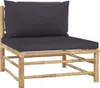 A single piece of a modular outdoor lounge set made of bamboo with dark gray cushions. Produktbild-Vorschau