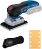 A cordless orbital sander with accessories, including sandpaper and a dust bag, displayed against a white background. Anteprima dell’immagine prodotto