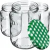 Three empty glass jars are shown, with one green and white checkered lid in the foreground. Anteprima dell’immagine prodotto